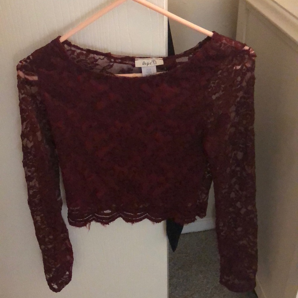 See through lace crop top
